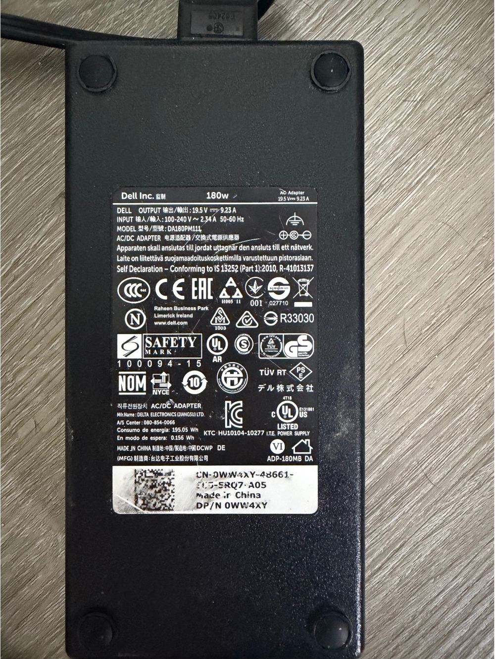 🏷️ For Sale: Genuine Dell 180W Laptop Power Adapter / Charger
